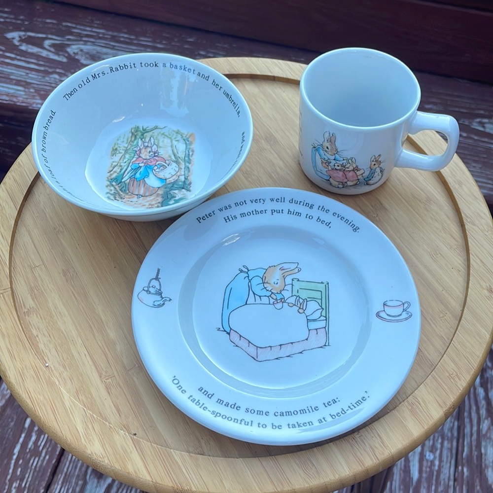 Wedgewood 3 Piece Peter Rabbit Set - Plate, bowl, and Cup - Easter